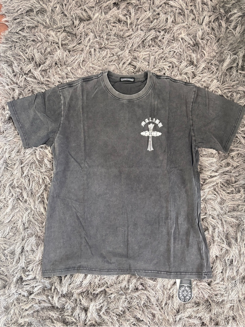 Chrome Hearts Black Tee with White Graphic Tag